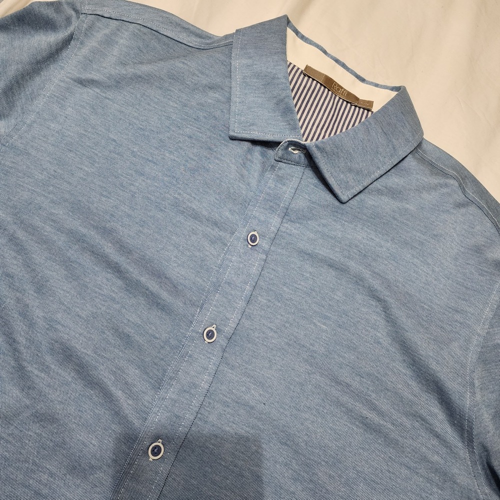 Raffi Mens Button Down Long Sleeve Shirt Blue‎ Size XL Must See Dapper Preppy